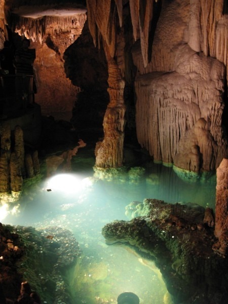 cave with limestone and water